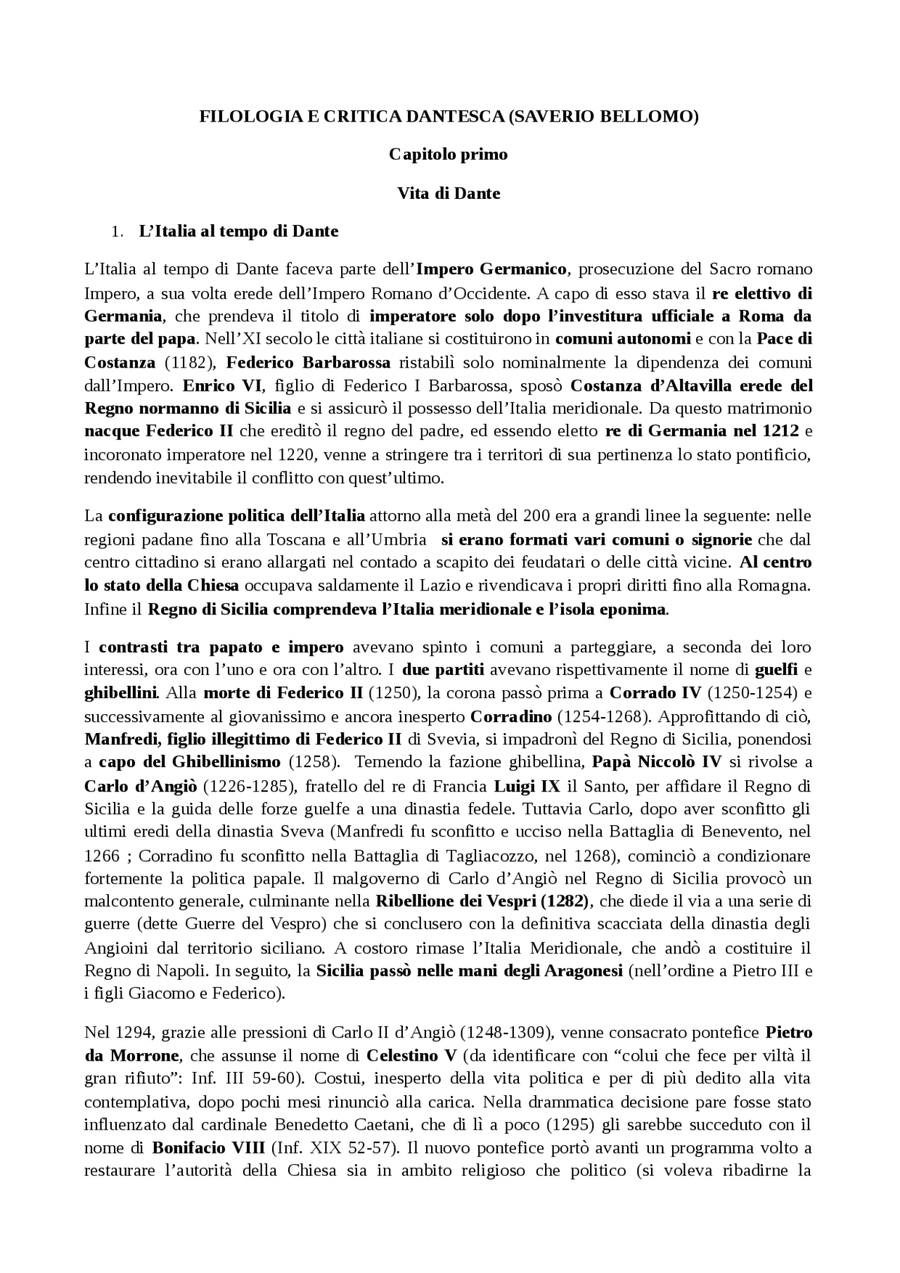 Filologia e critica dantesca Docsity