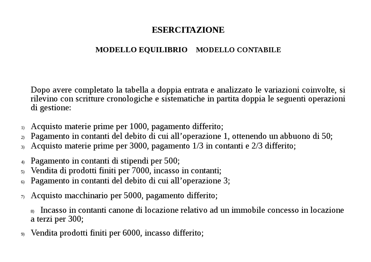 Esercizi Economia Aziendale Equazioni - Docsity