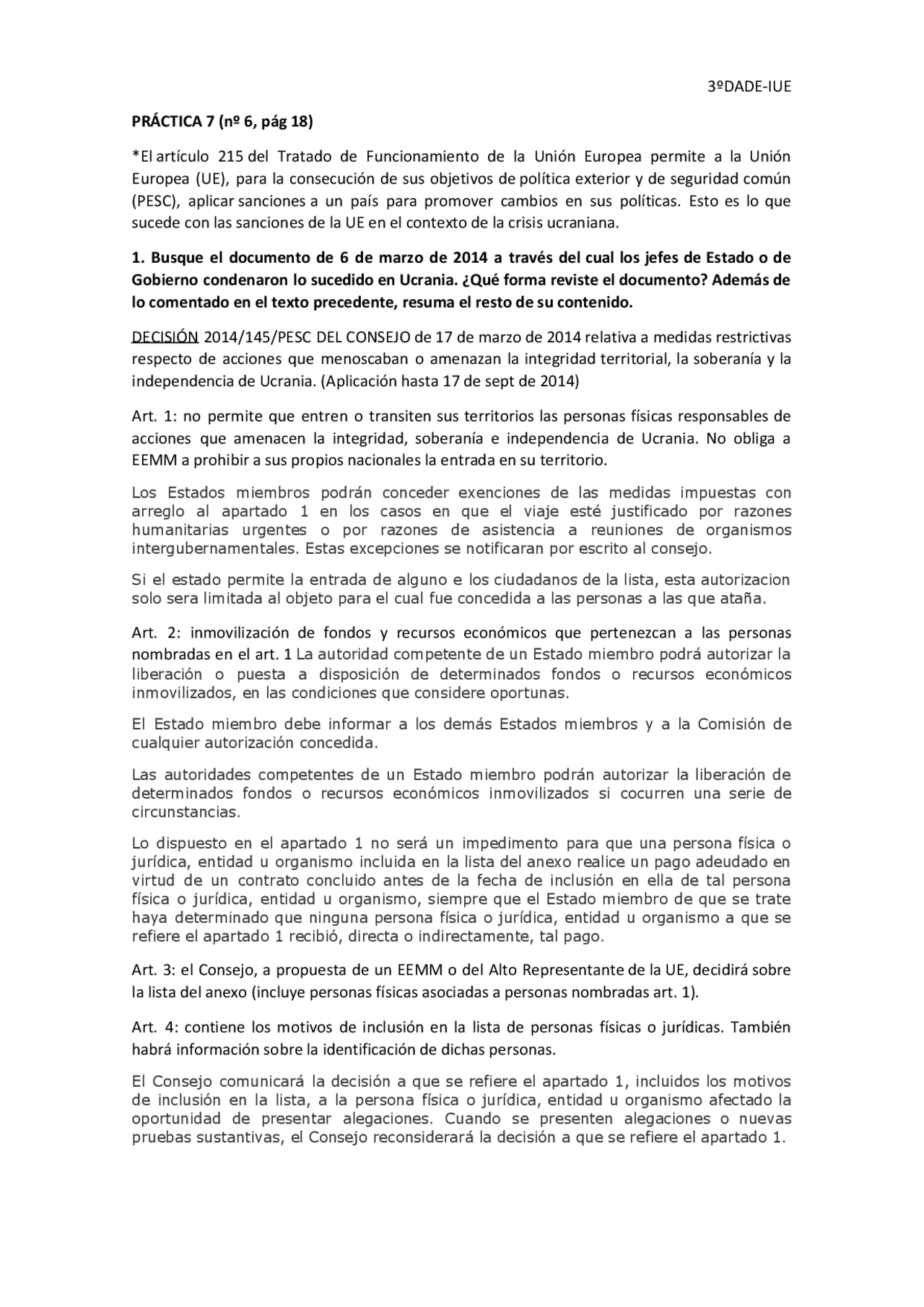 Instituciones de la Unión Europea - Docsity