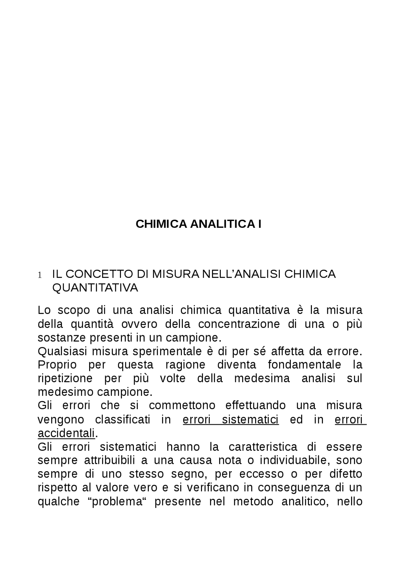 Chimica analitica programma completo di chimica analitica Sintesi del corso di Chimica