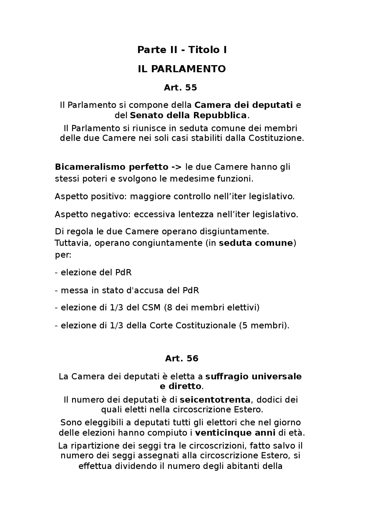 Il Parlamento della Repubblica Italiana Docsity