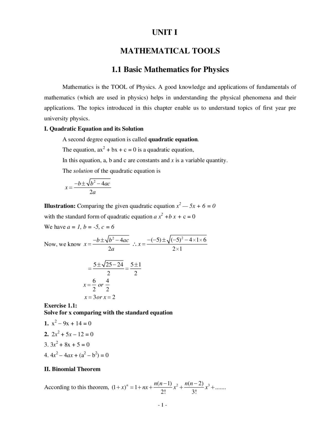 Basic Mathematics For Physics Basic Mathematics For Physics