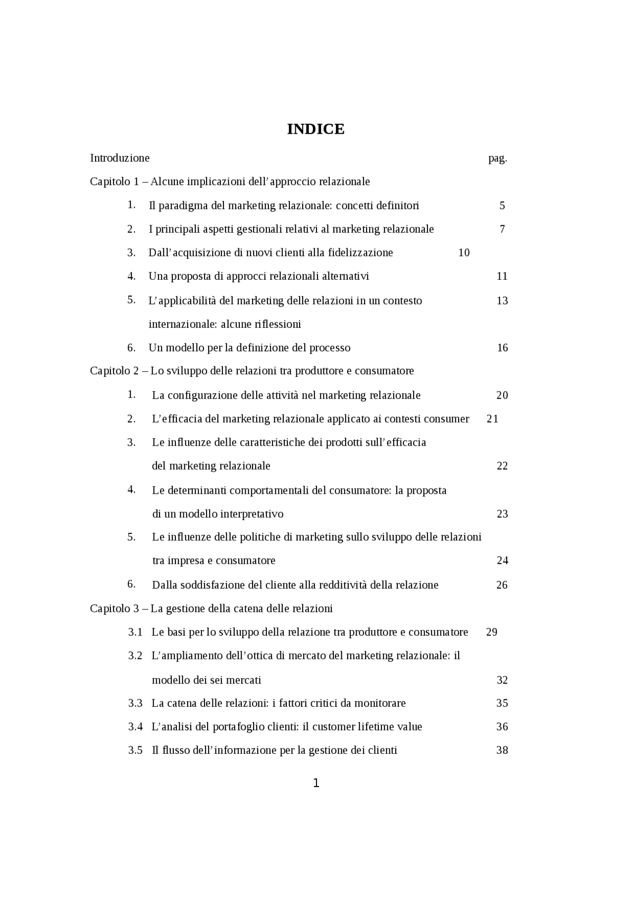 Marketing relazionale Tesi di laurea di Marketing Theory Docsity