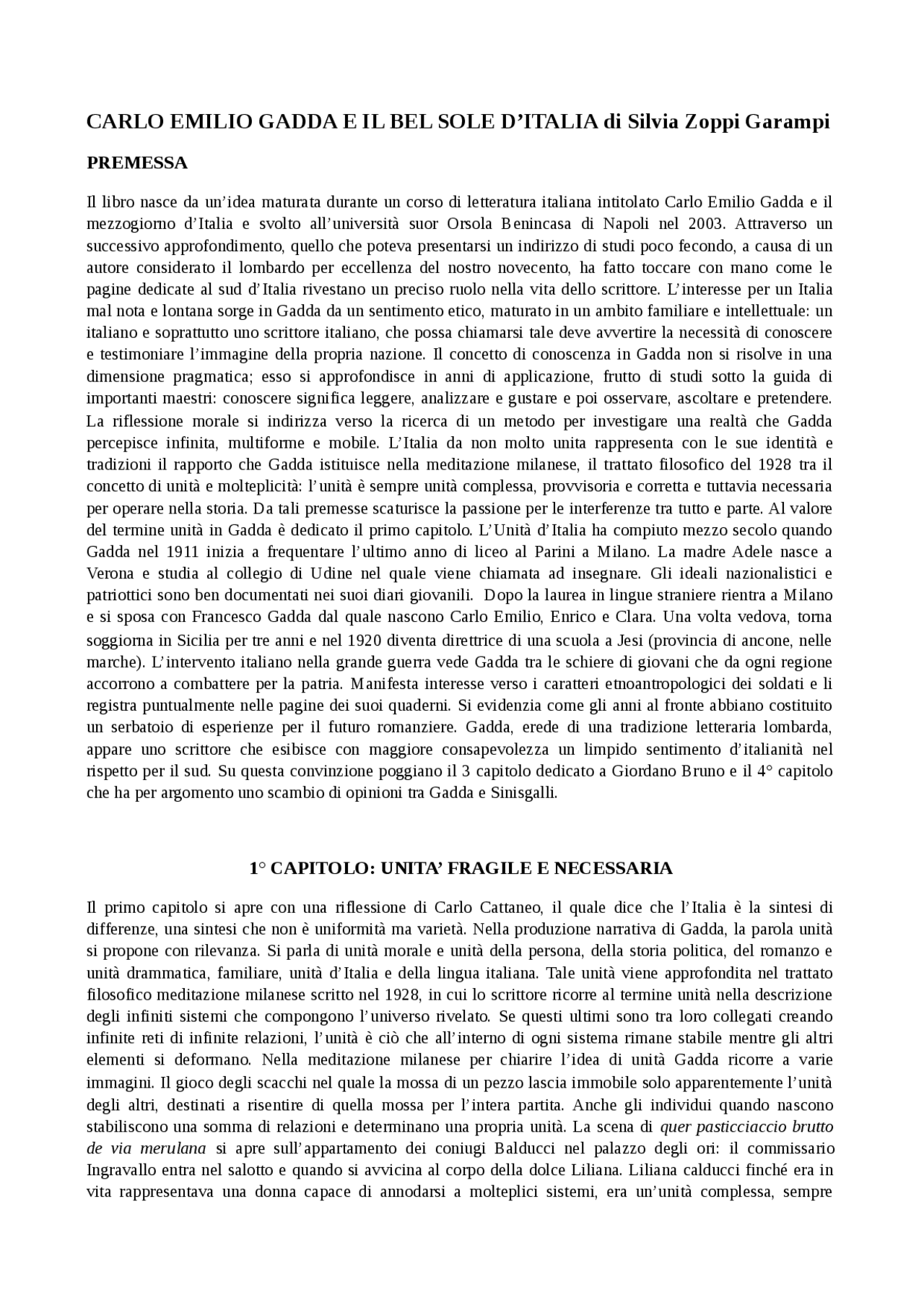 Il bel sole d'Italia Docsity