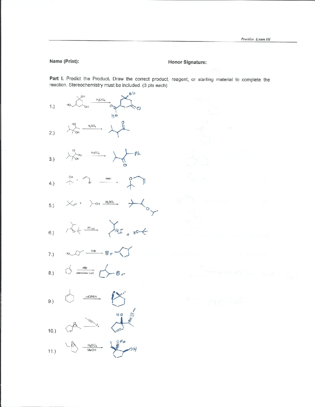 22 Solved Questions of Organic Chemistry - Exam 3 | CHM 2211 - Docsity