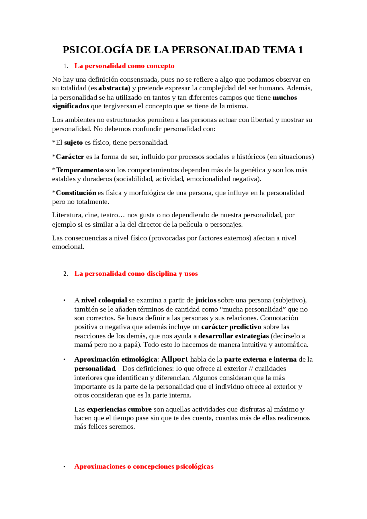 Resumen tema 1 Personalidad | Apuntes de Psicología de la Personalidad ...