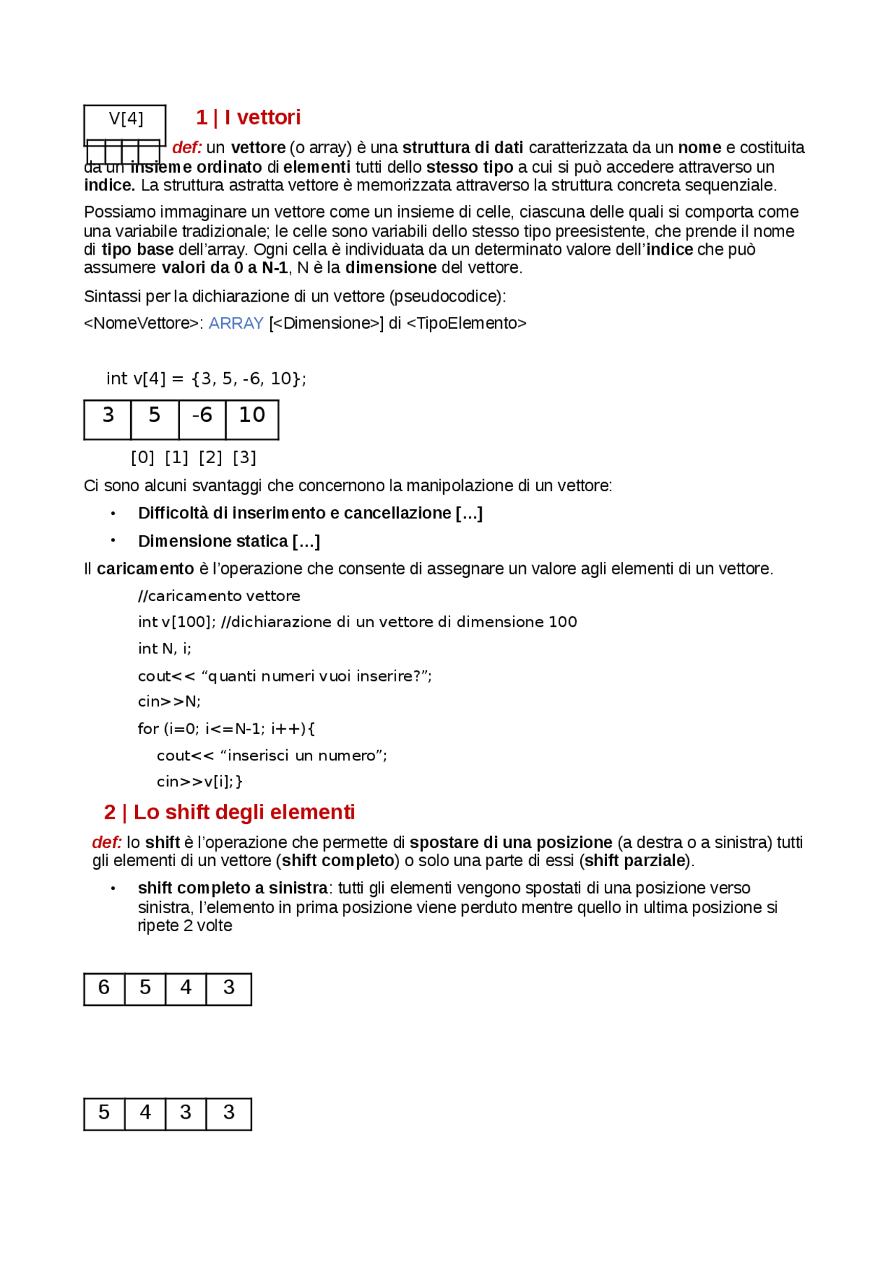Matrici Informatica Vettori, stringhe, matrici | Dispense di Informatica | Docsity