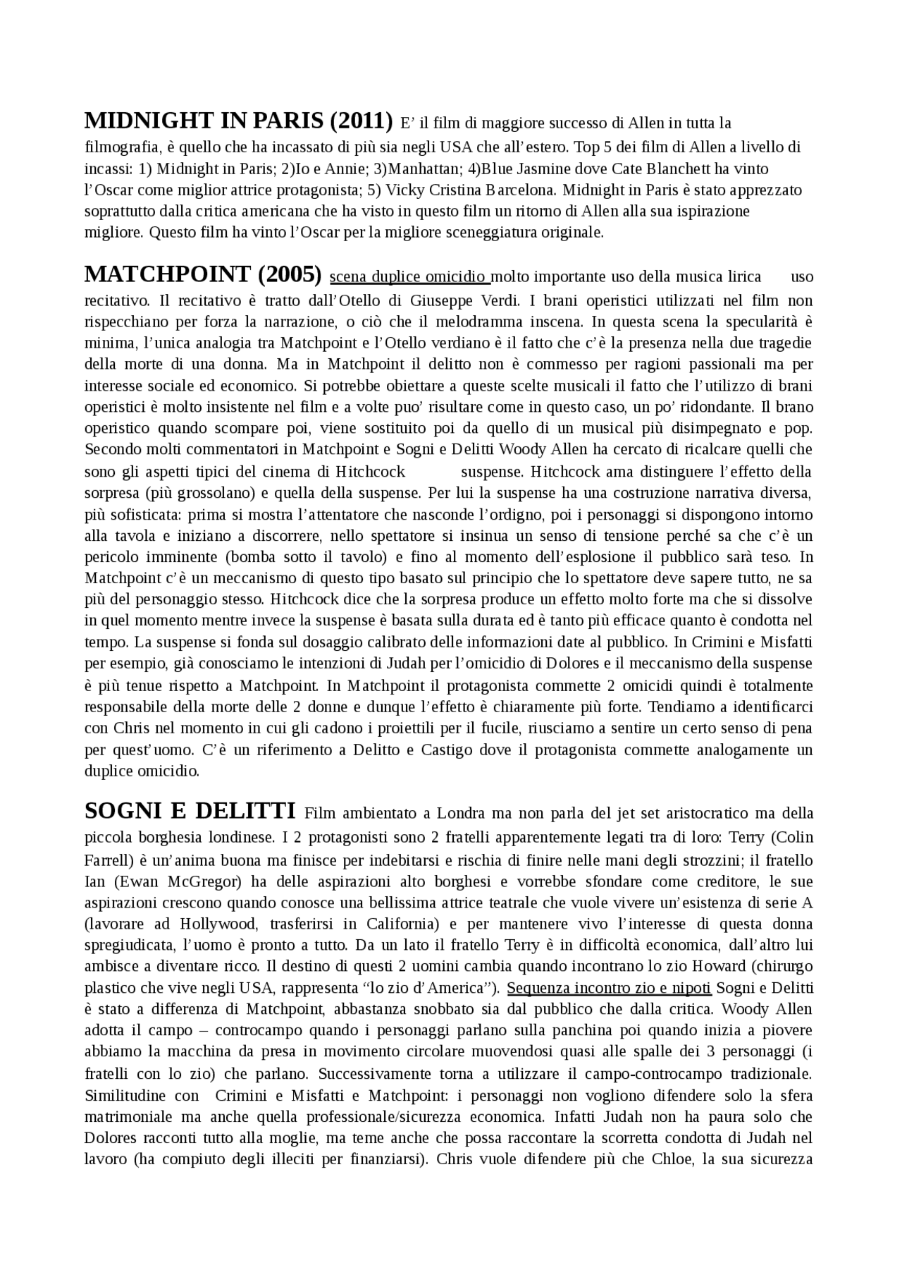 Gli ultimi film di Woody Allen Docsity