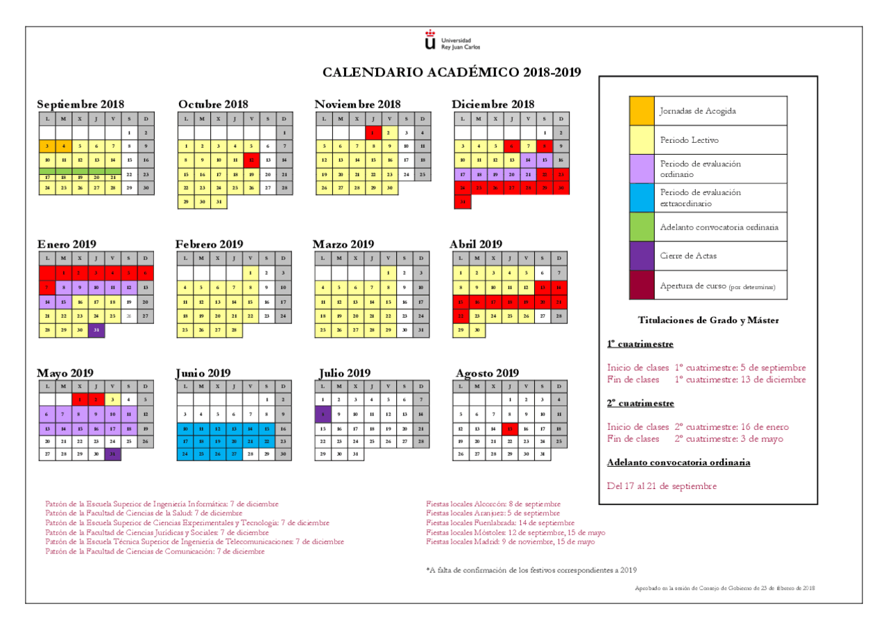 Calendario academico rey juan carlos 3