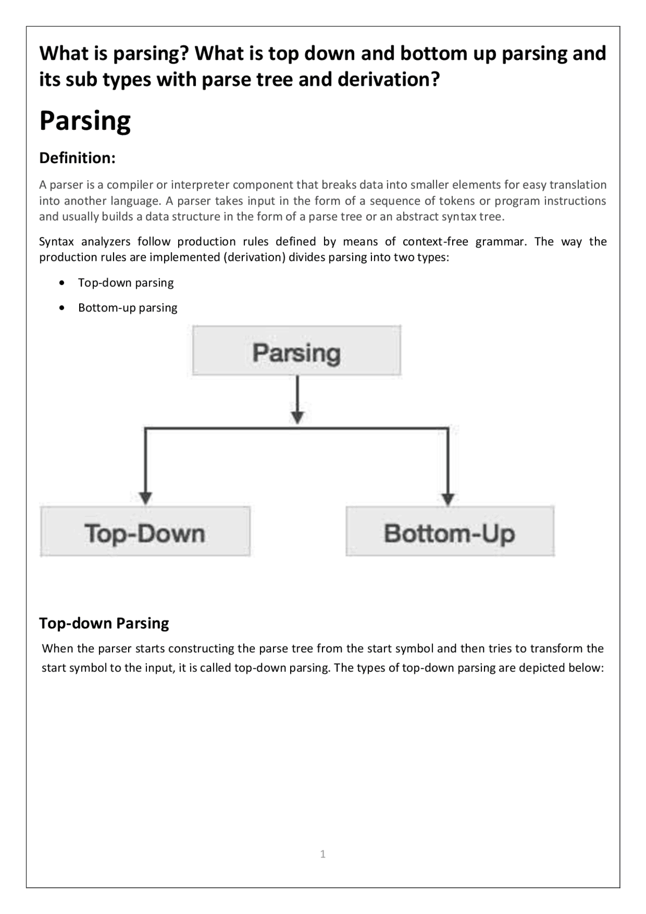Parsed Example Parsing Techniques And Its Types | Study Guides, Projects, Research ...