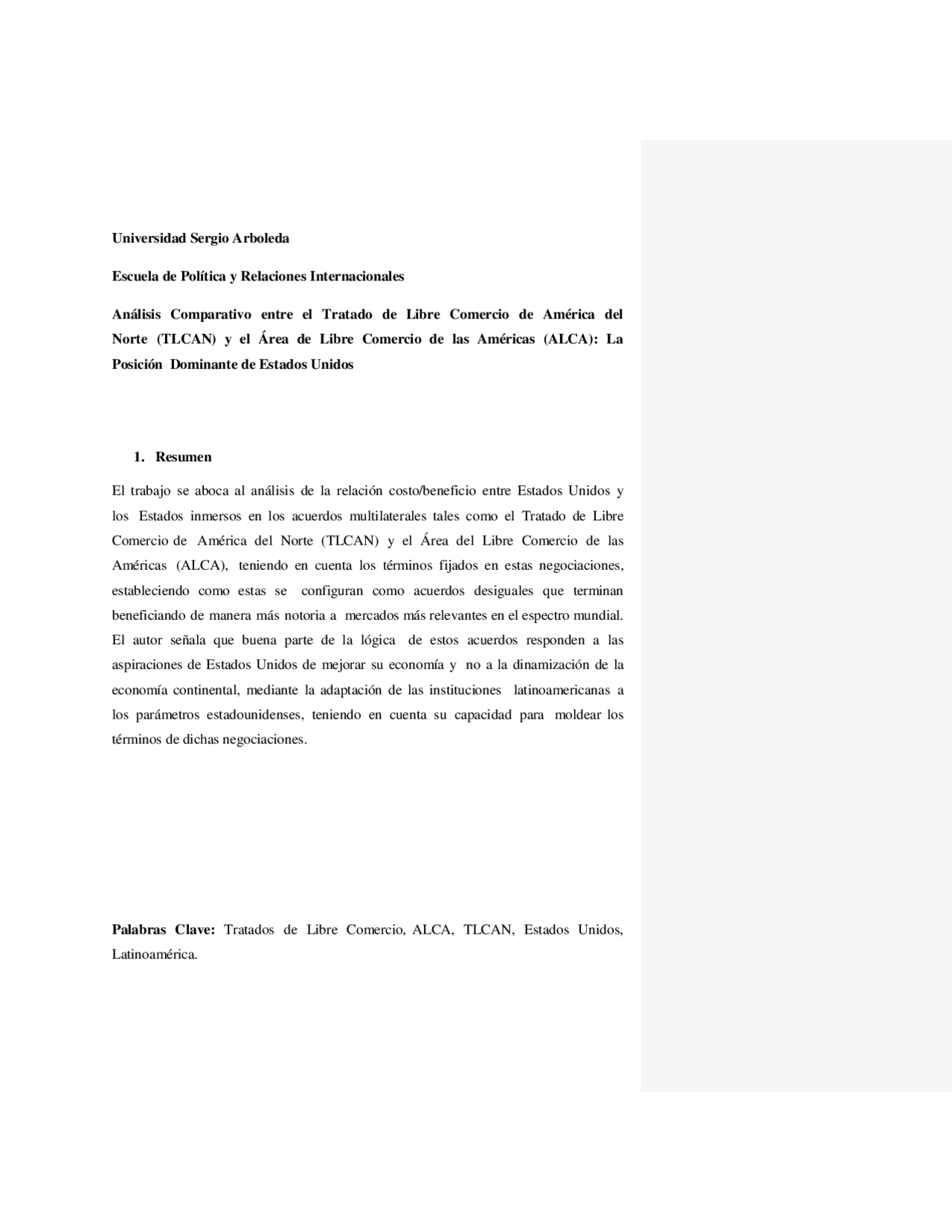 Analisis Comparativo Tlcan Y El Alca Docsity