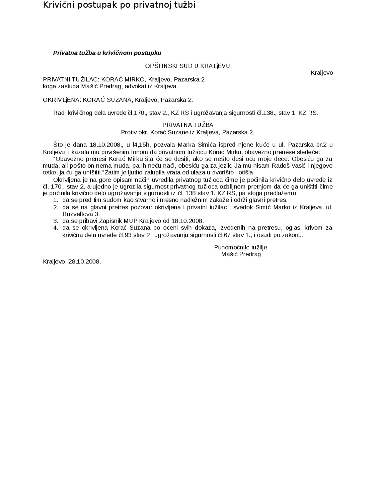 Krivični-postupak-po-privatnoj-tužbi.docx | Skripte' predlog Pravo ...