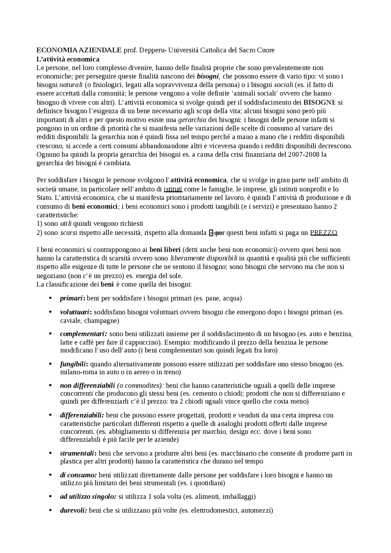 Dispensa Economia Aziendale Prof Essa Depperu Docsity