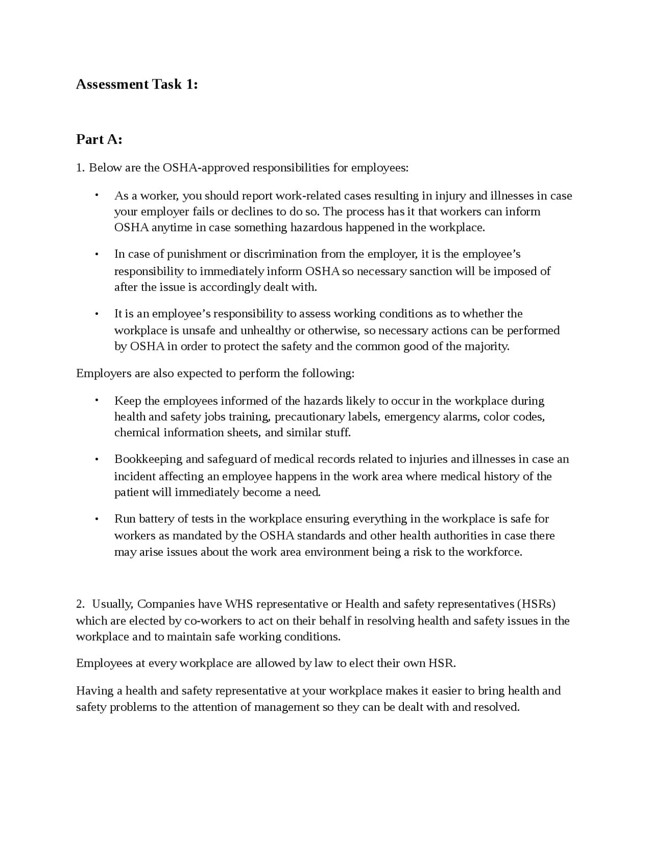 Evaluate the WHS performance of organisations - Docsity