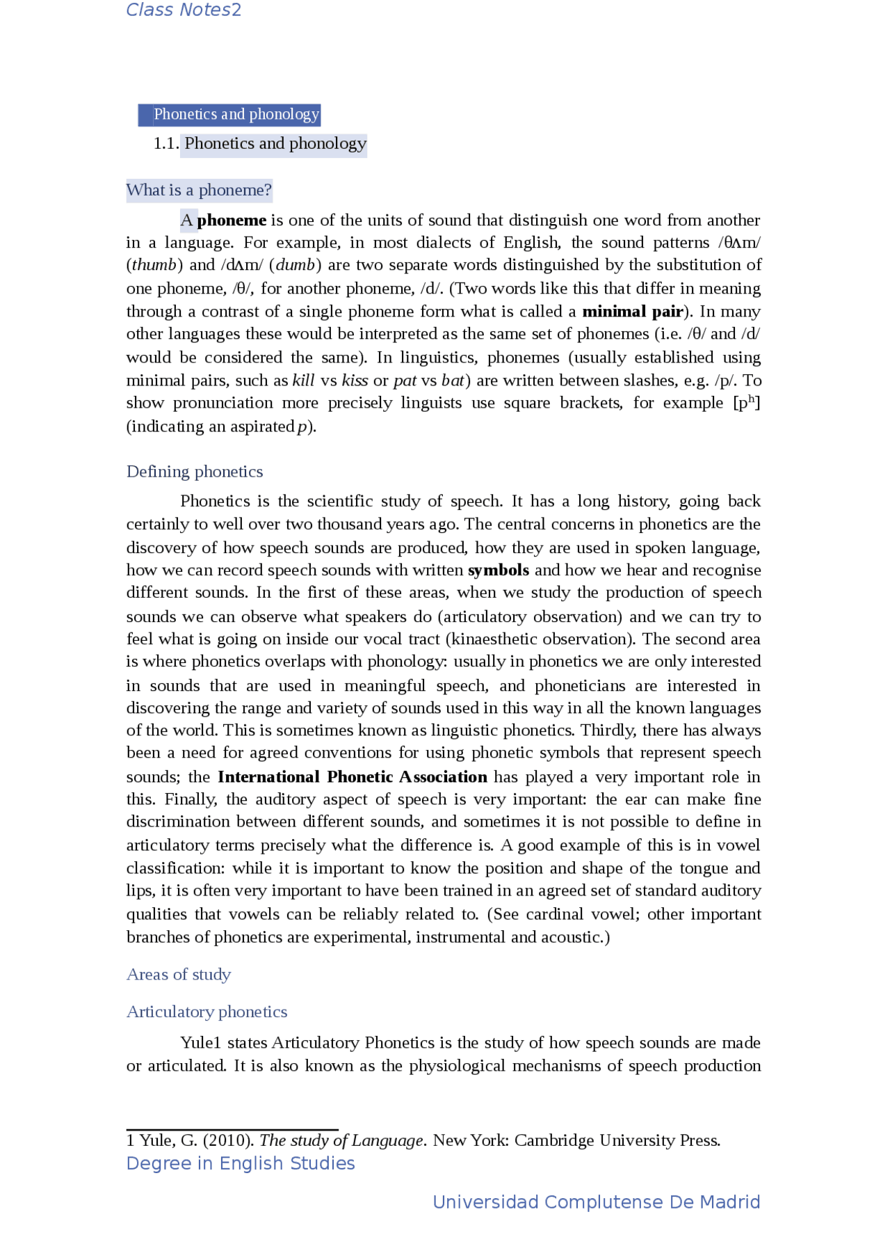 Tema 1 - Phonetics and Phonology - Docsity