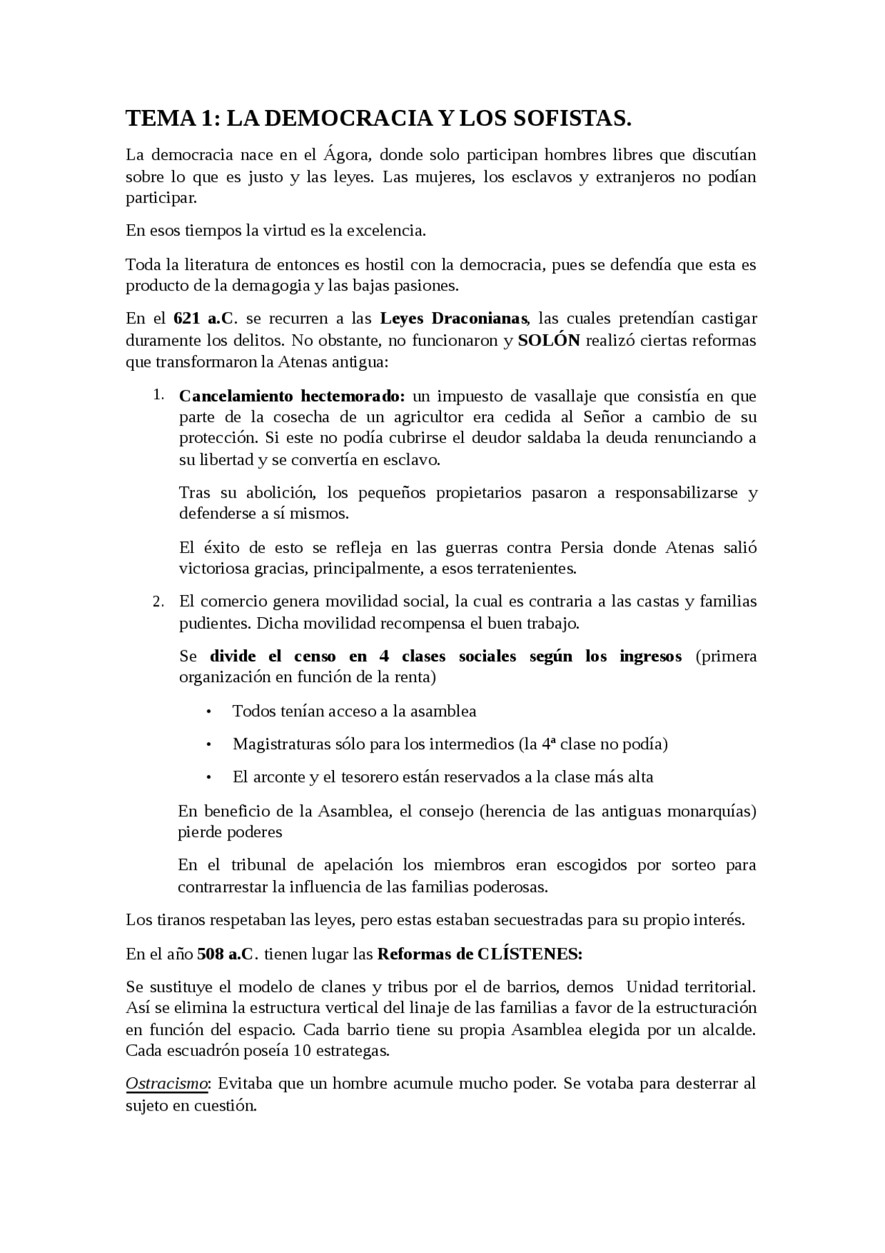 Tema 1: La democracia y los sofistas - Docsity