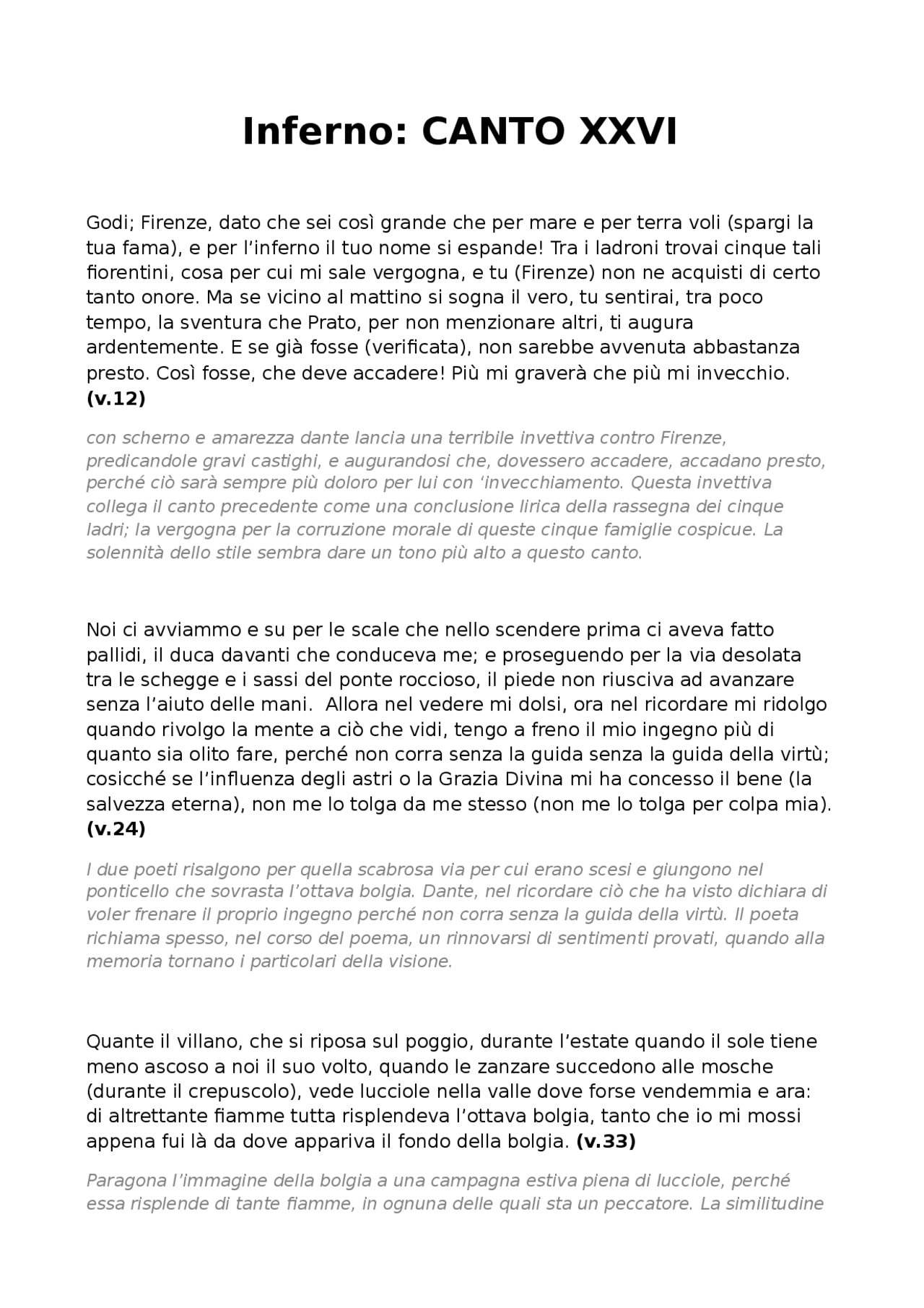 Canto 26 inferno dante Prove d'esame di Letteratura Italiana Docsity