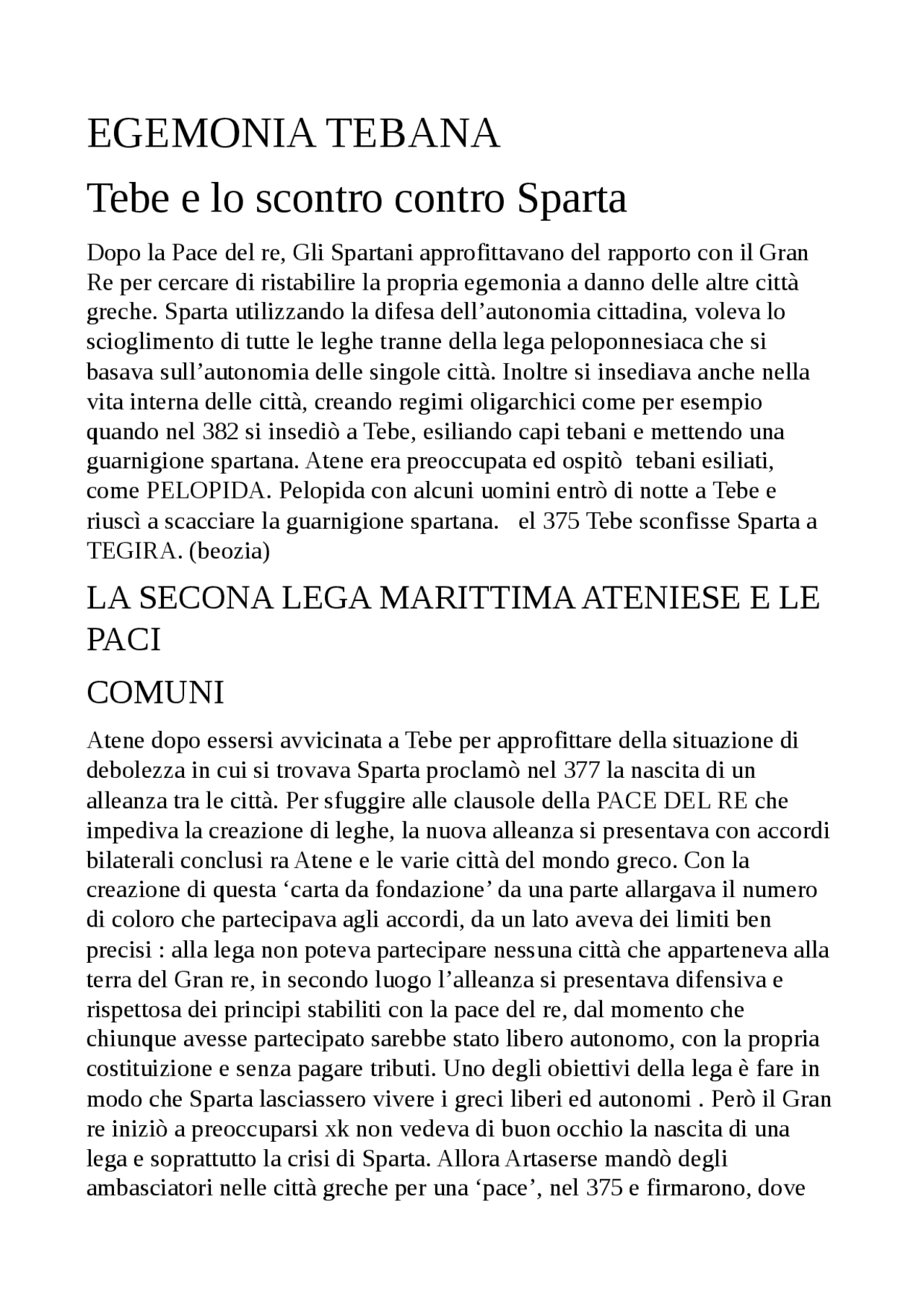 Egemonia Tebana Epaminonda e Pelopida Docsity