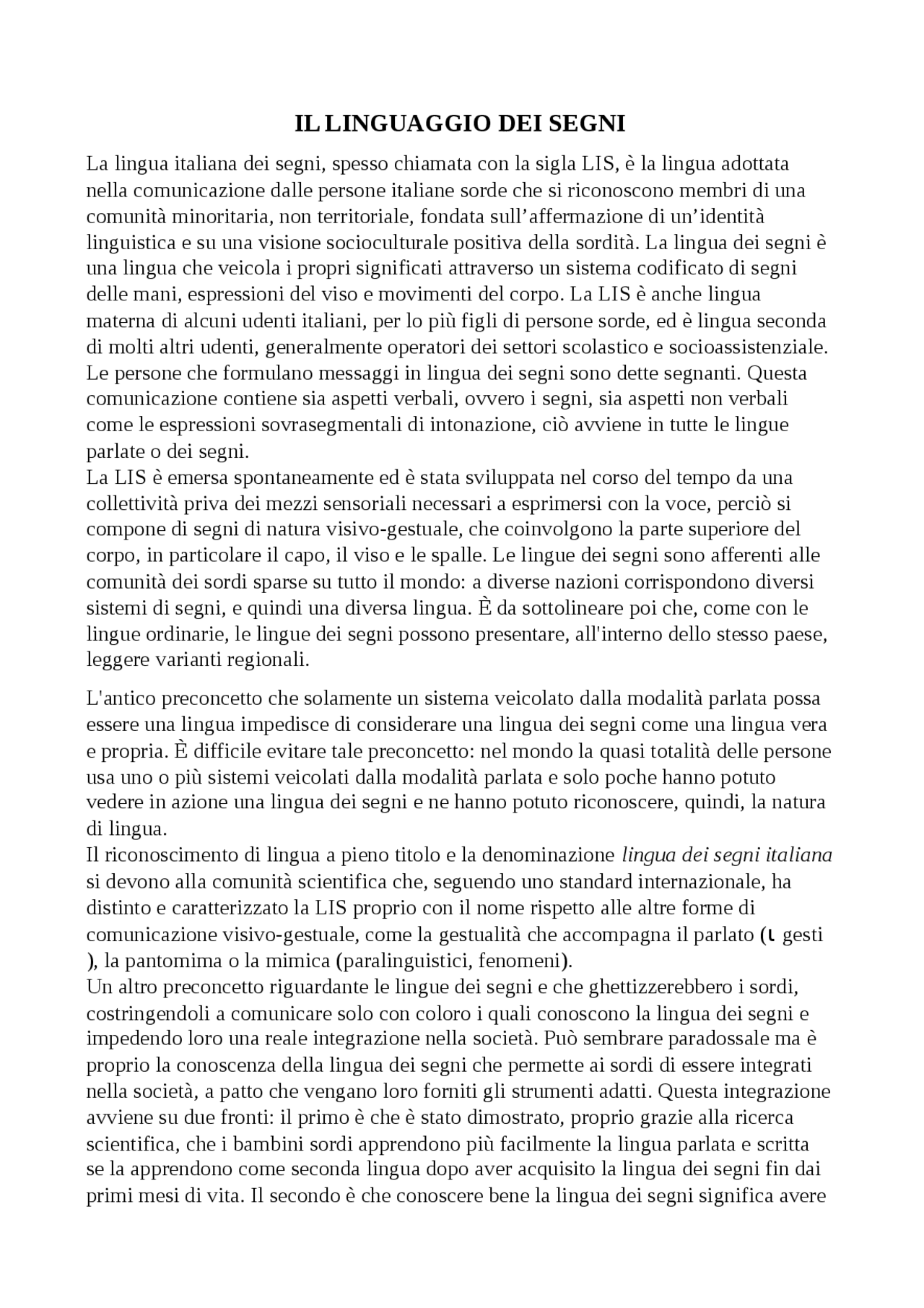 Linguaggio dei segni 