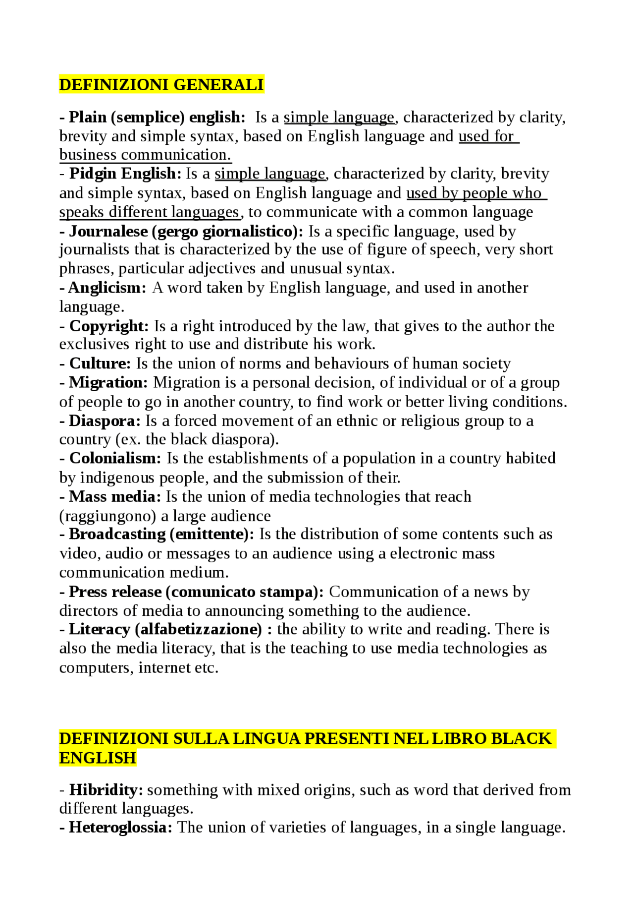 Dispense Black English Docsity