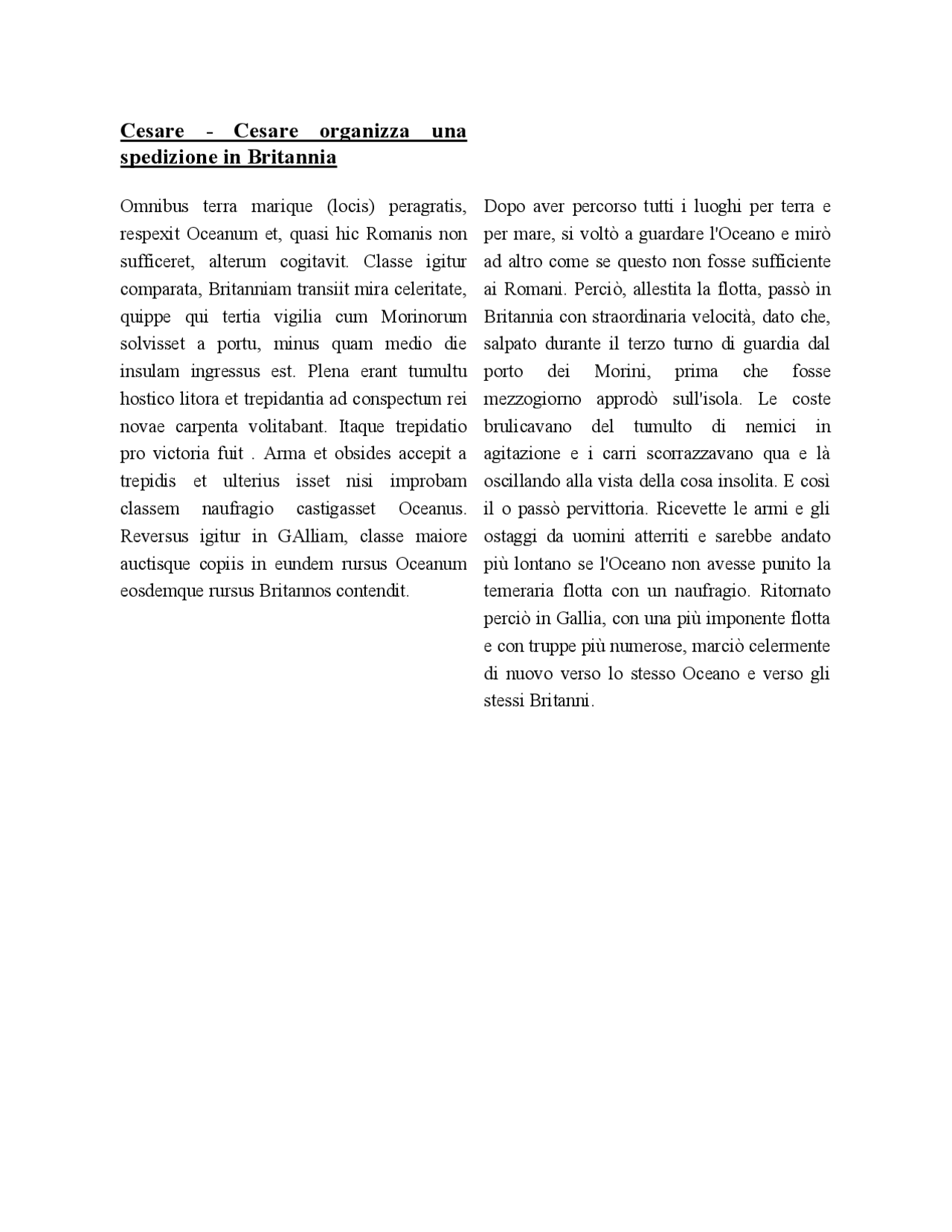 Cesare Cesare organizza una spedizione in Britannia Docsity Cesare Cesare organizza una spedizione in Britannia Docsity