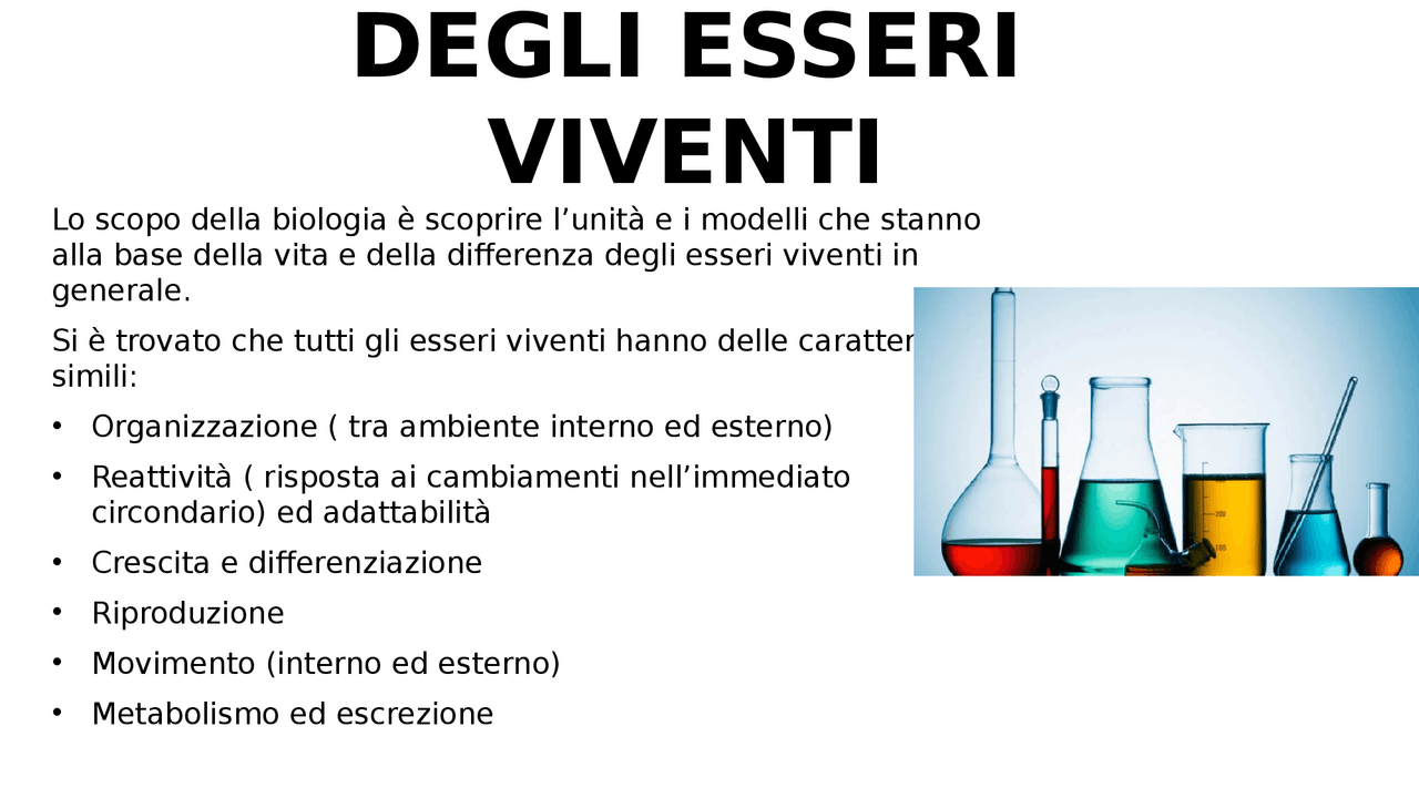 Caratteristiche esseri viventi - Docsity