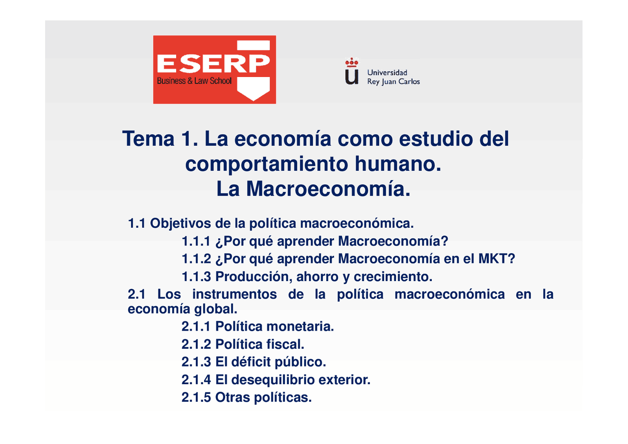 MACROECONOMIA TEMA 1. - Docsity