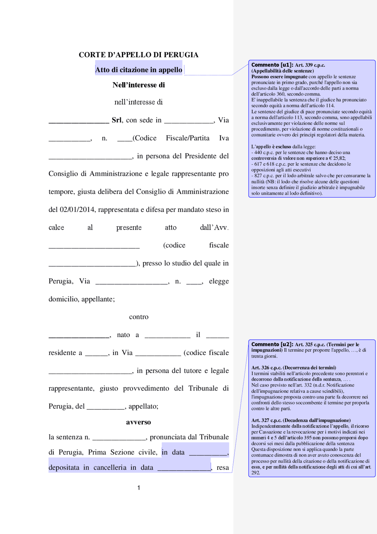 Modello di atto di citazione fac simile Docsity Modello di atto di citazione fac simile Docsity