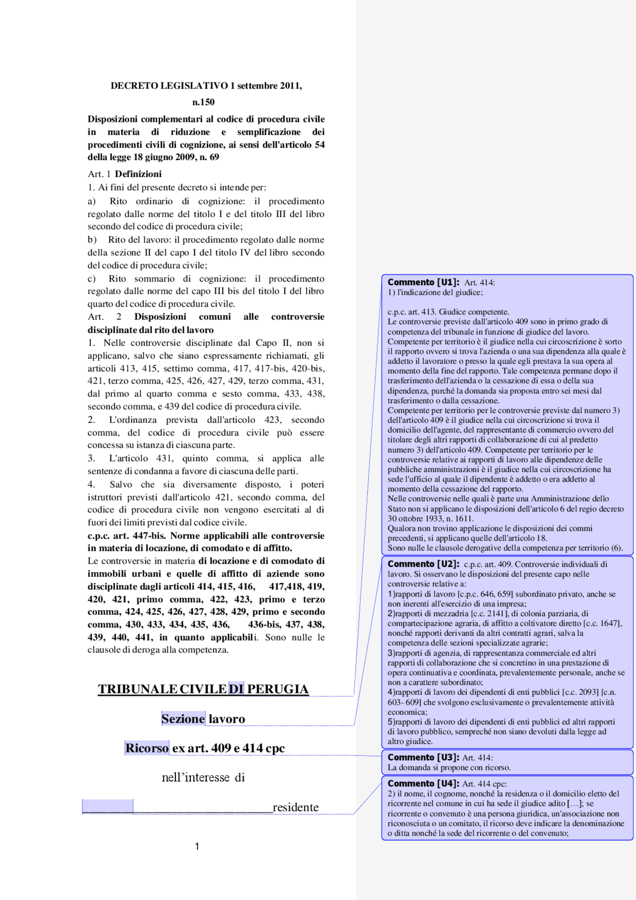 Modello di ricorso ex art 414 cpc Schemi e mappe concettuali di Diritto Processuale Civile Modello di ricorso ex art 414 cpc Schemi e mappe concettuali di Diritto Processuale Civile