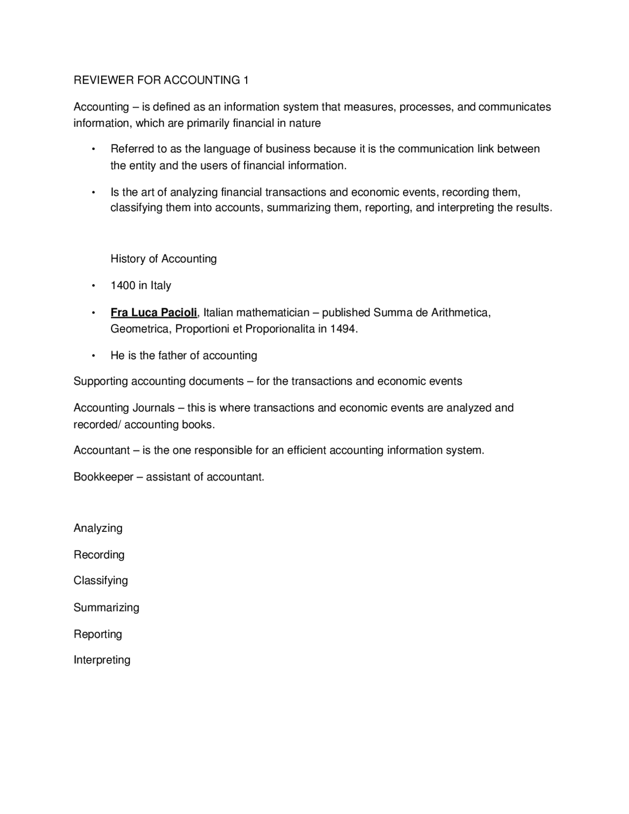 Reviewer for Accounting - Docsity