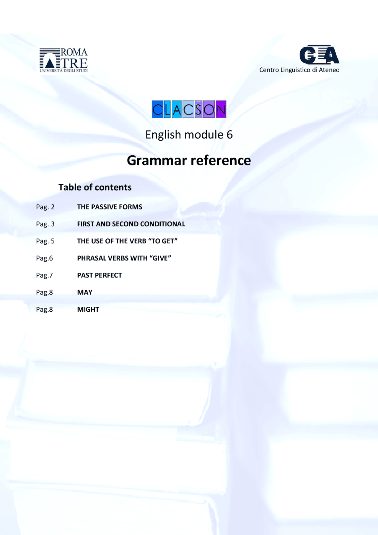 Modulo 6 Grammar Reference - Docsity