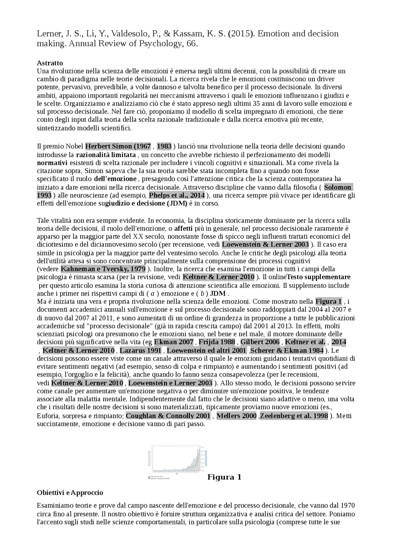 Lerner J S Li Y Valdesolo P Kassam K S 15 Emotion And Decision Making Annual Review Of Psychology 66 Docsity