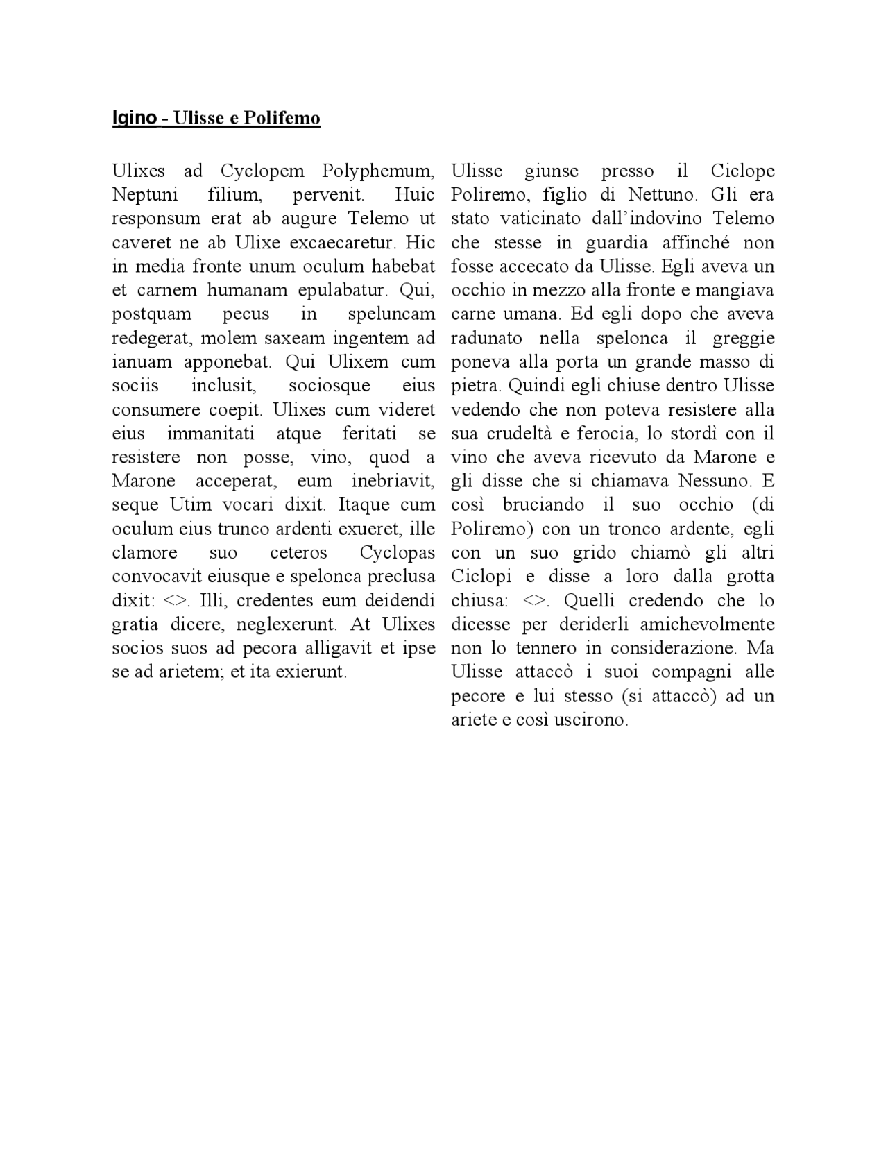 ulisse e polifemo riassunto pdf