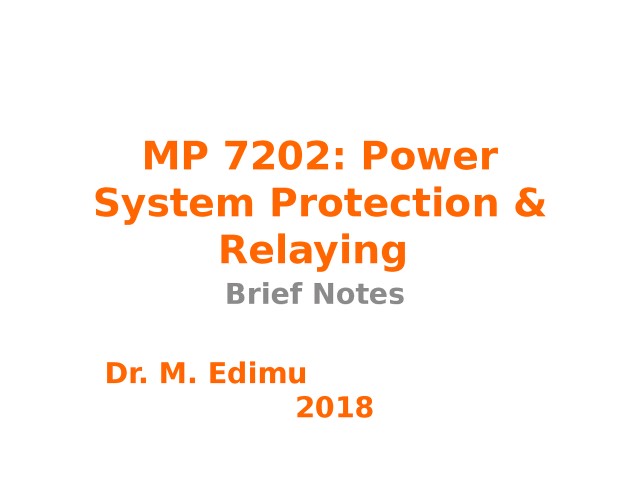 Power System Protection Docsity