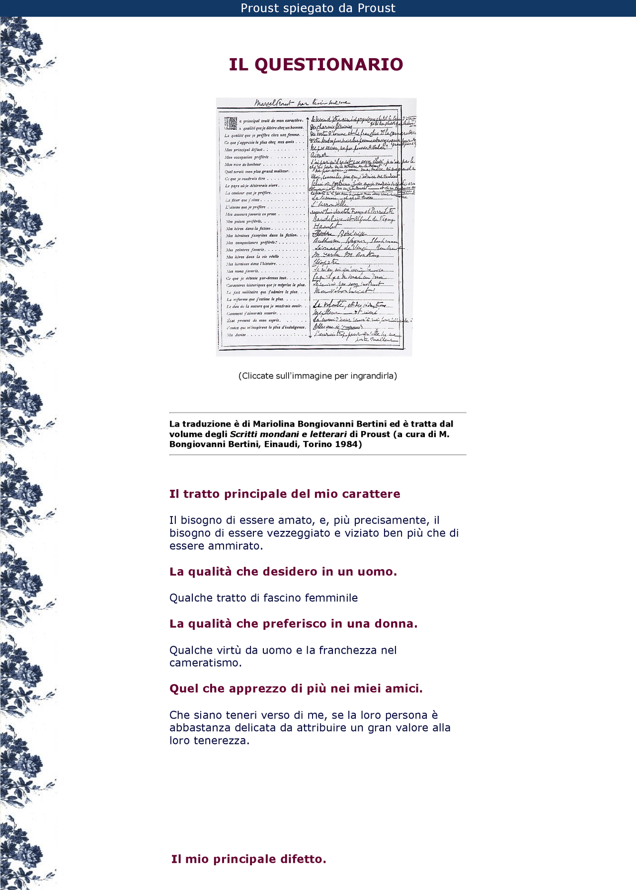 Il questionario di Proust Docsity