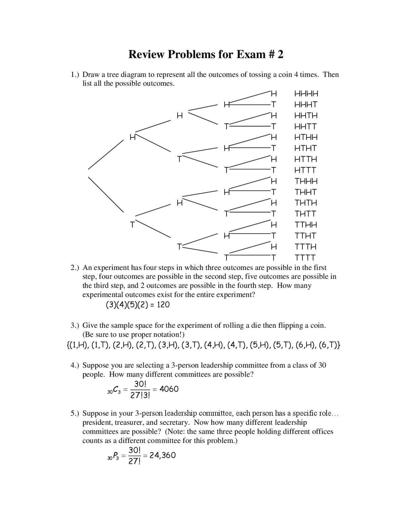 18 Problems for Exam 2 on Basic Probability And Statistics | MATH 1105 ...