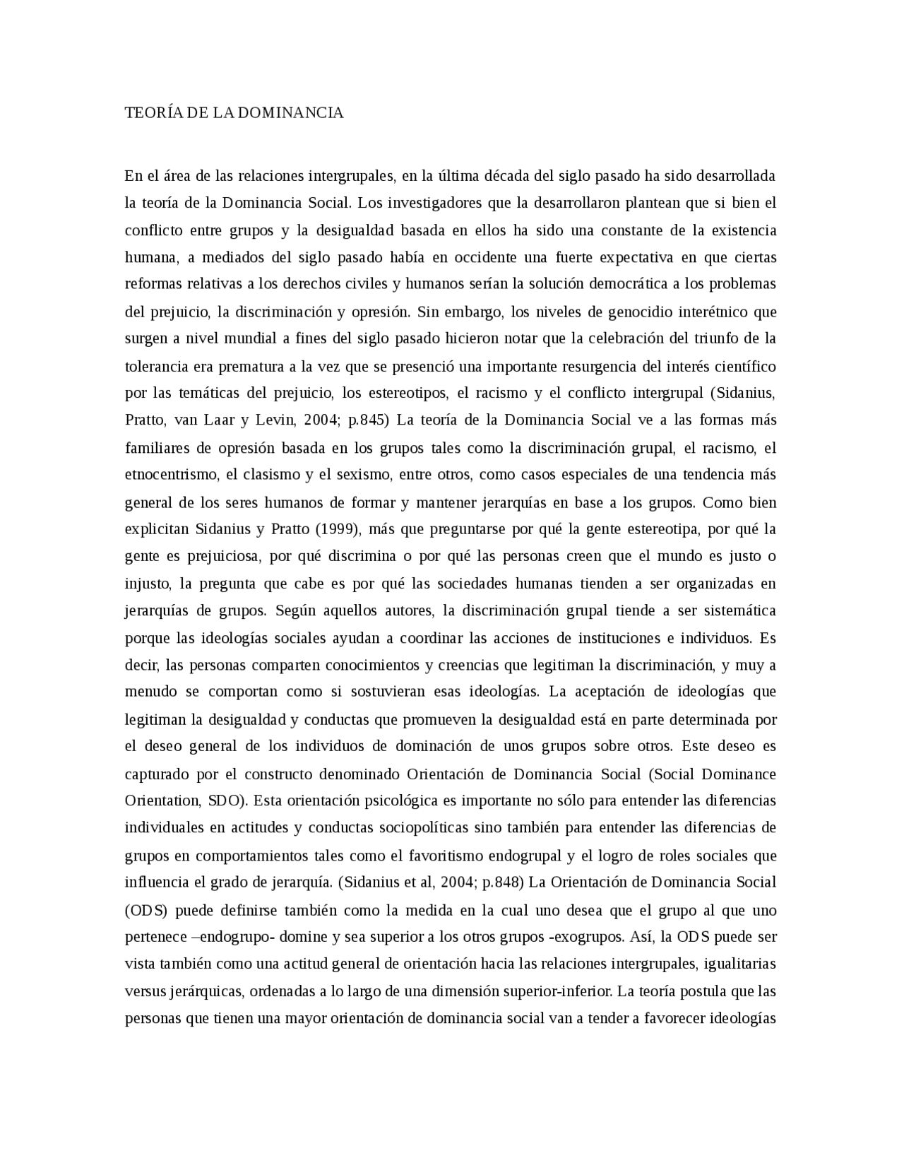 TEORÍA DE LA DOMINANCIA Docsity