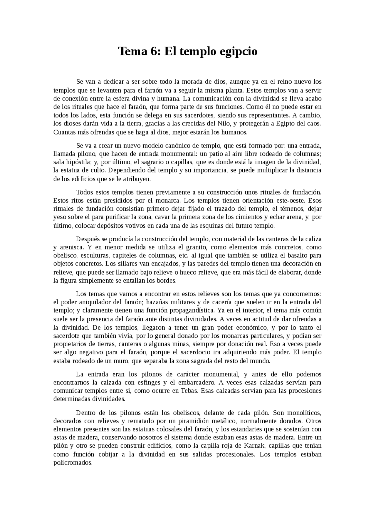 Tema 6 Arqueología Egipto Apuntes De Arqueología Docsity