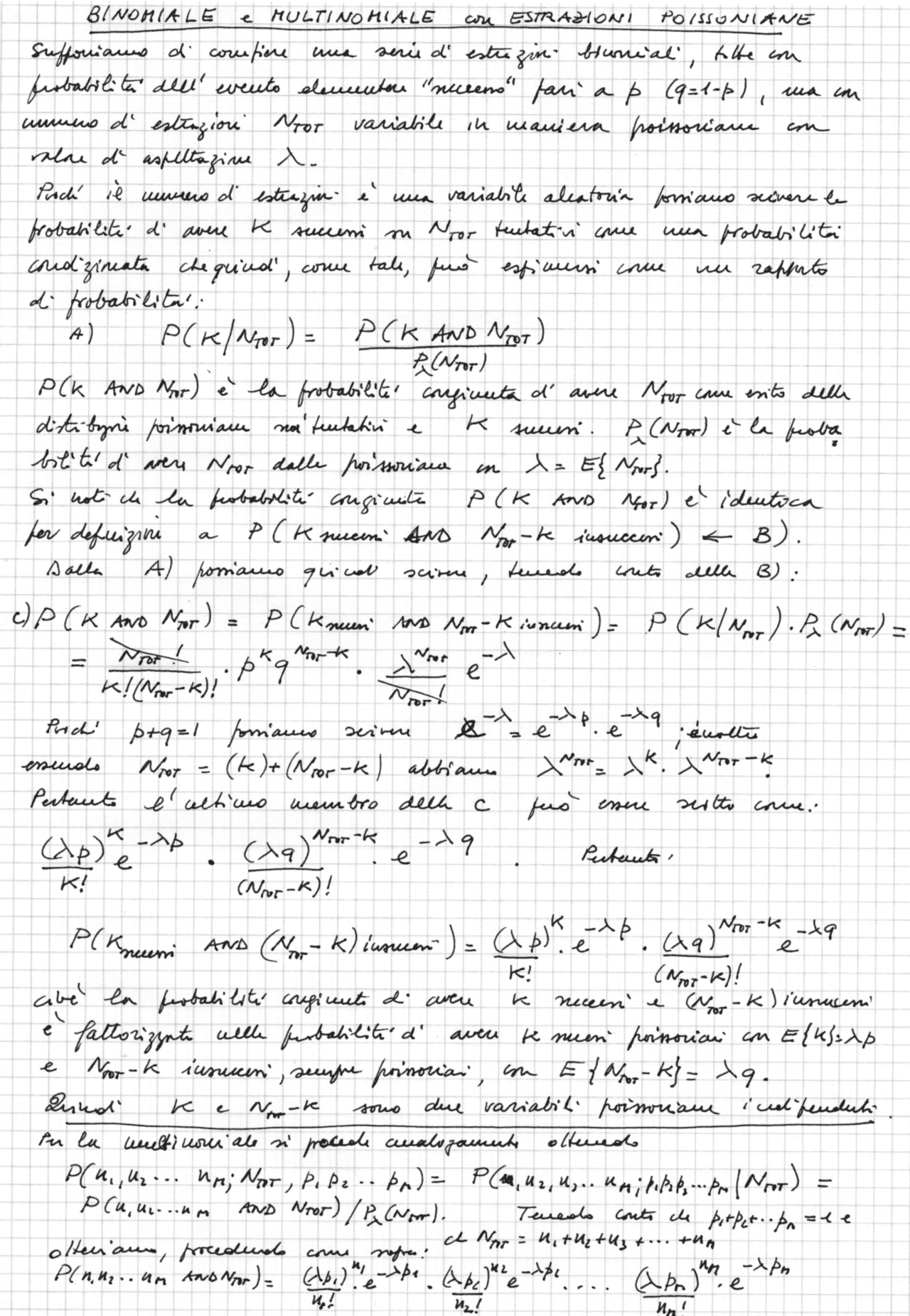 Trasformazione Da Multinomiale A Poisson Appunti Di Statistica Docsity