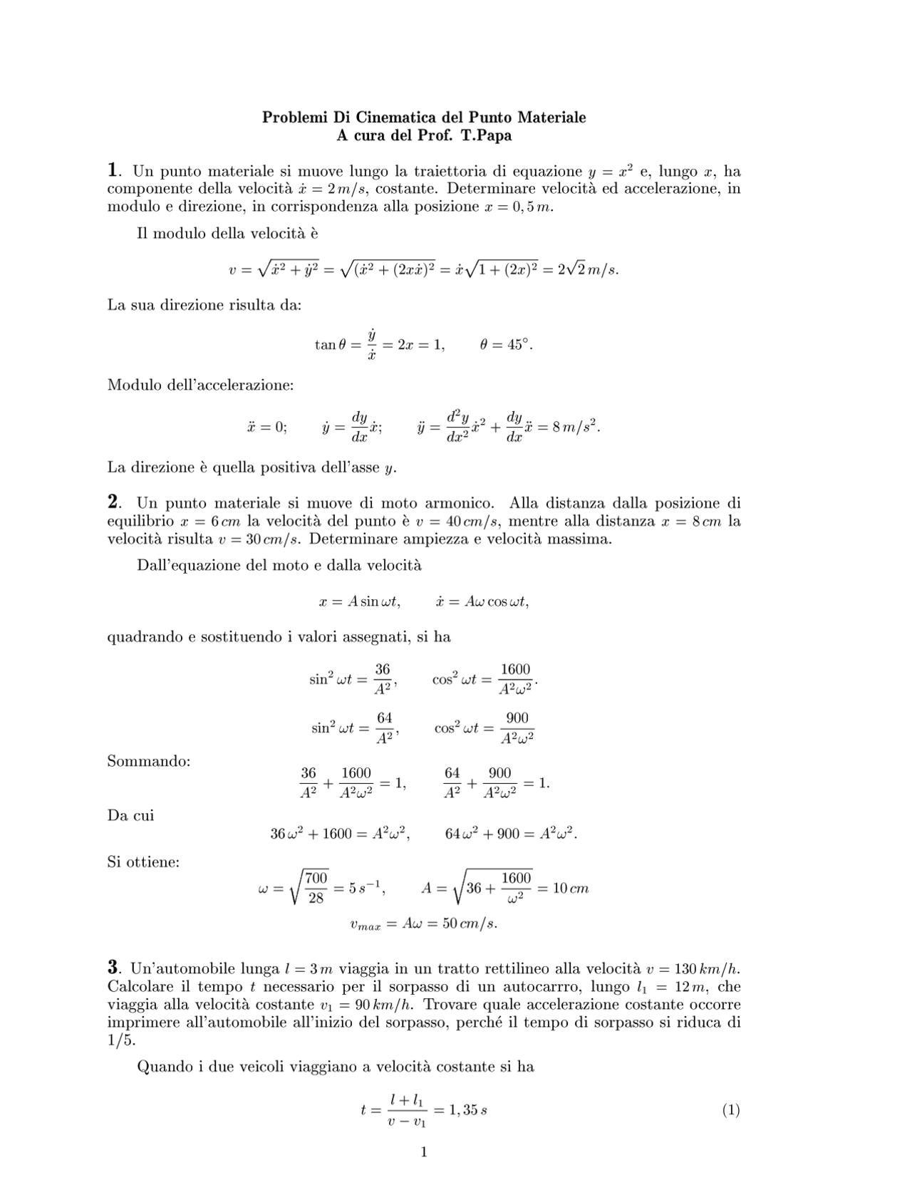 Esercizi Svolti Fisica Prof Tapa Docsity
