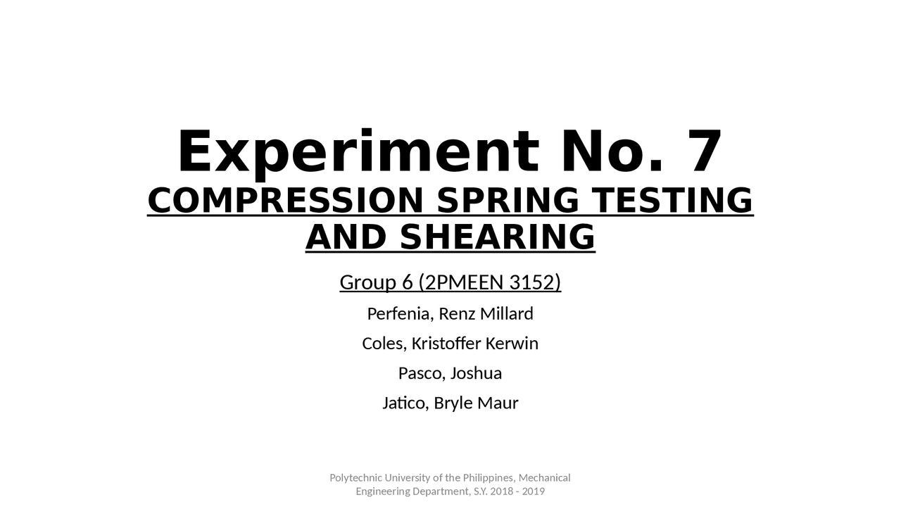 Experiment Spring testing and shearing - Docsity