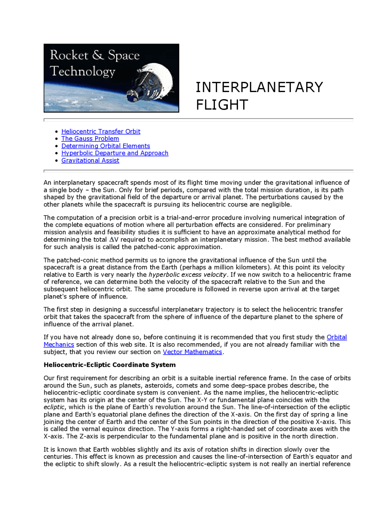 Orbital mechanics notes - Docsity