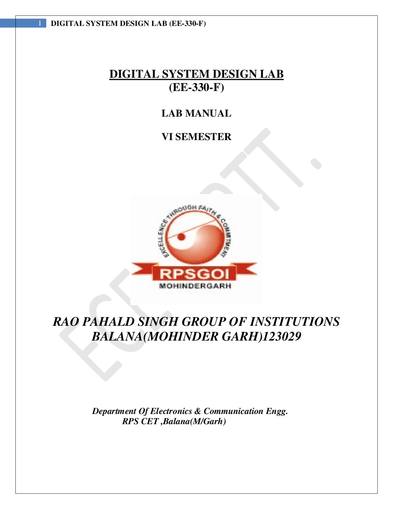 Digital System Design Lab - Docsity