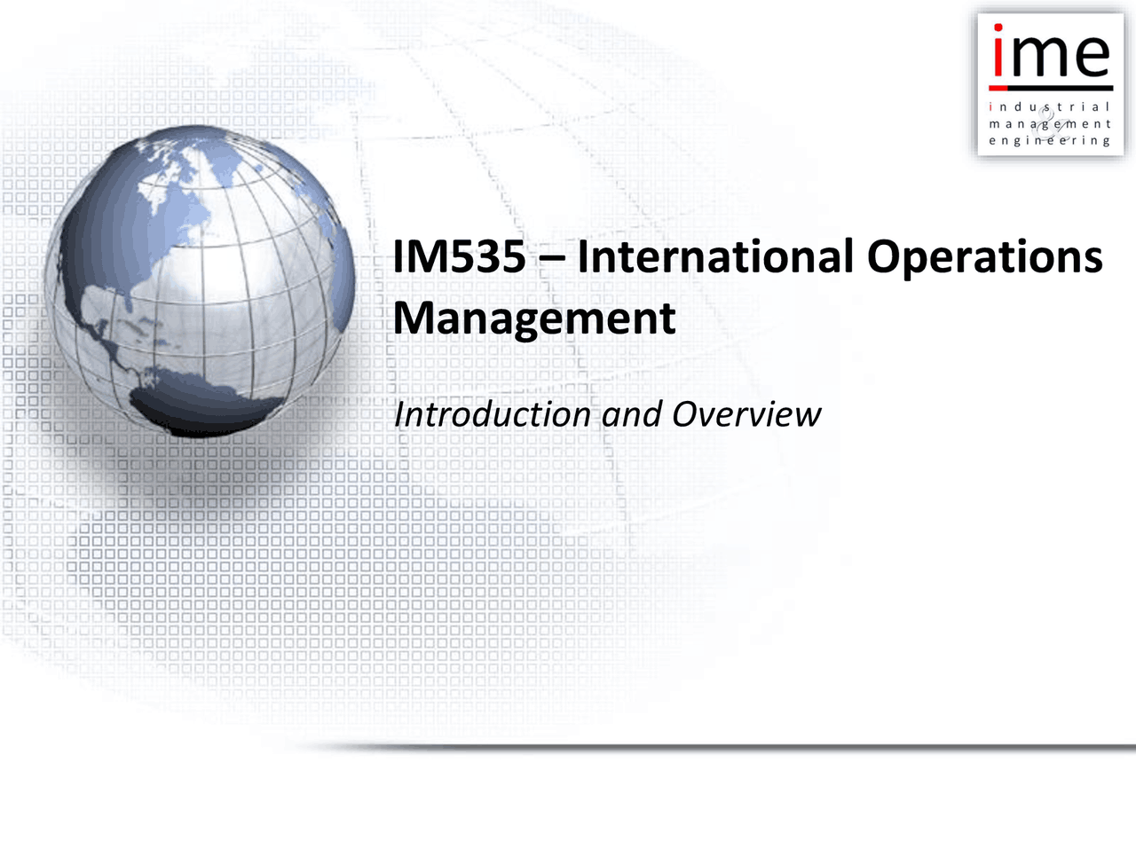 International operation management - Docsity