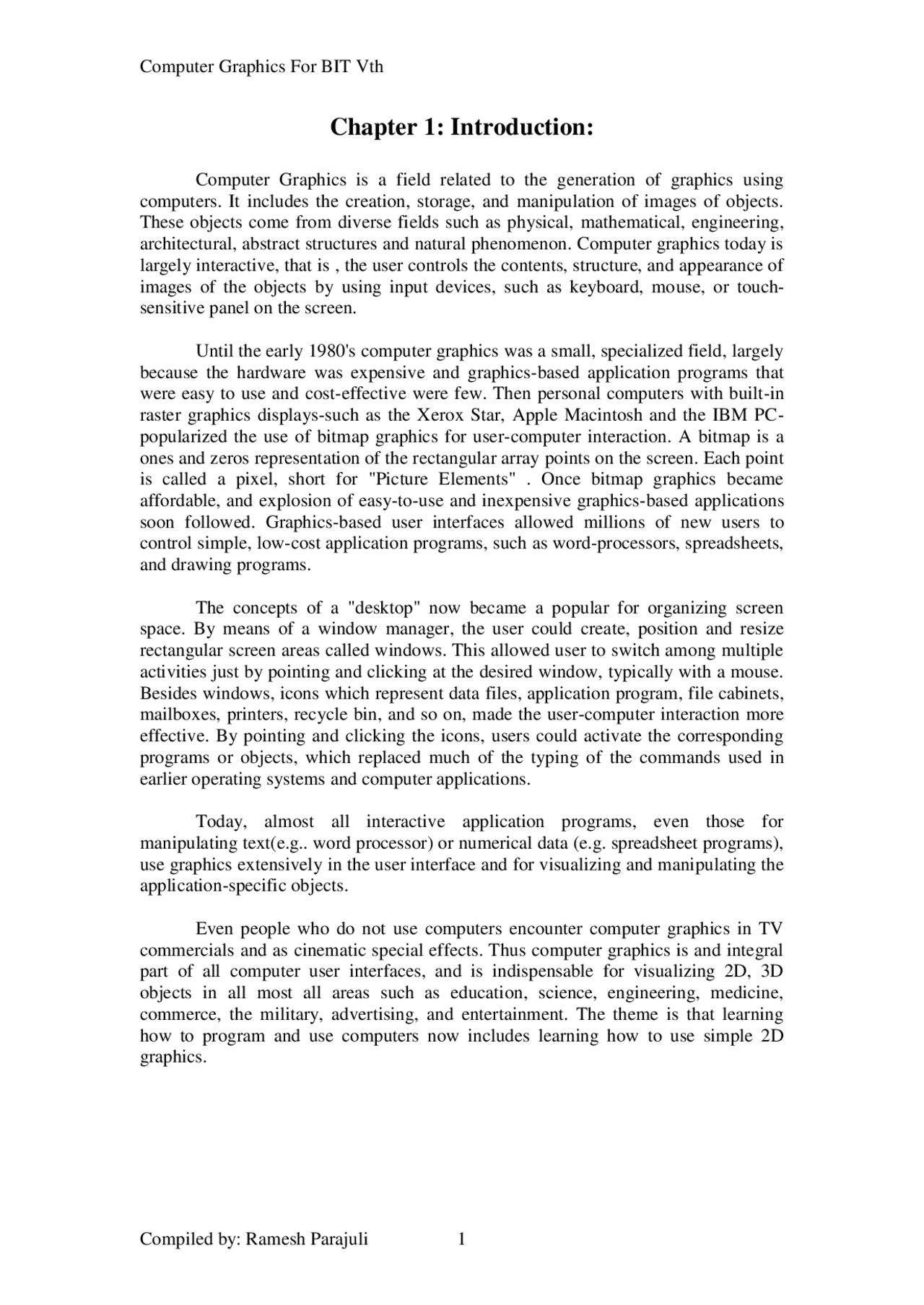 Computer graphics notes BCA/BIT - Docsity