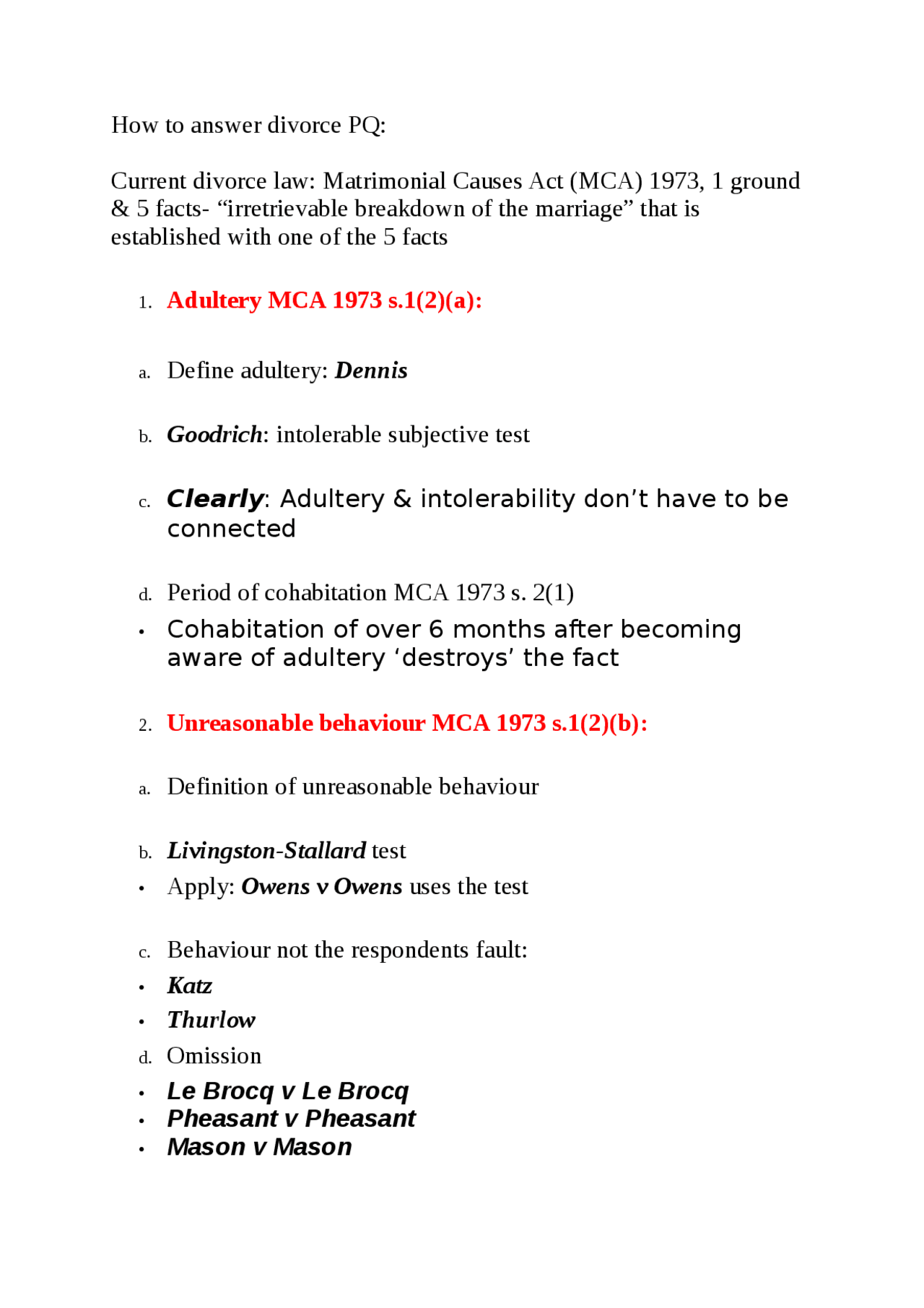 Divorce Problem Question - Docsity