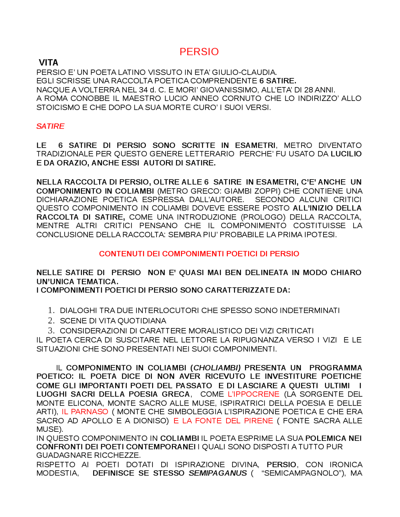 Persio Appunti Di Latino Docsity