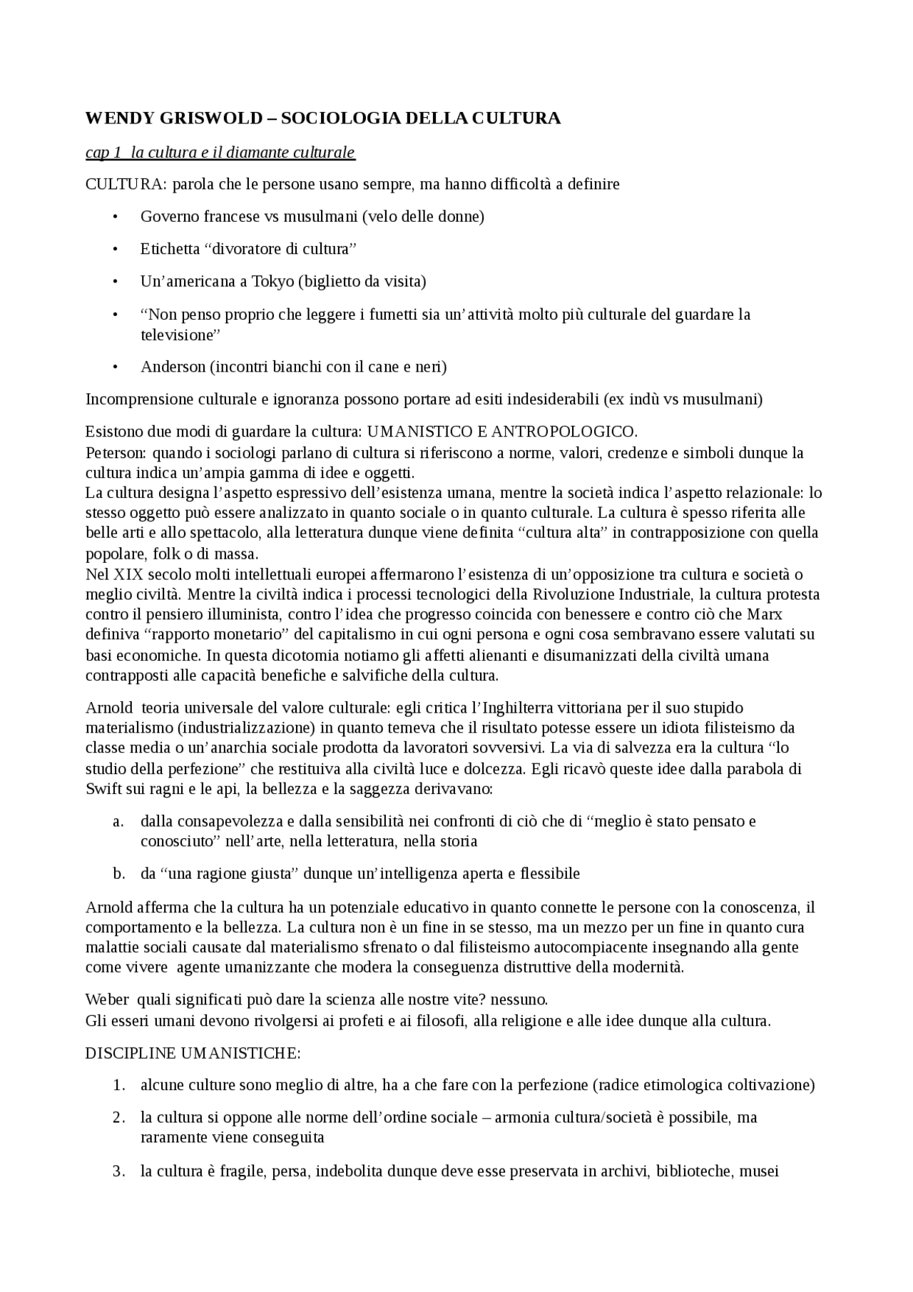 Wendy Griswold sociologia della cultura Docsity