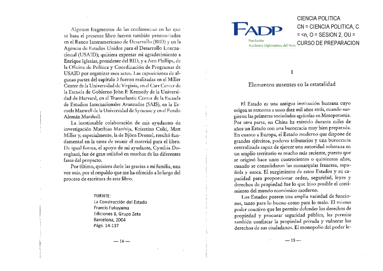 Francis Fukuyama La Construccion Del Estado Resumenes De Politicas Publicas Docsity
