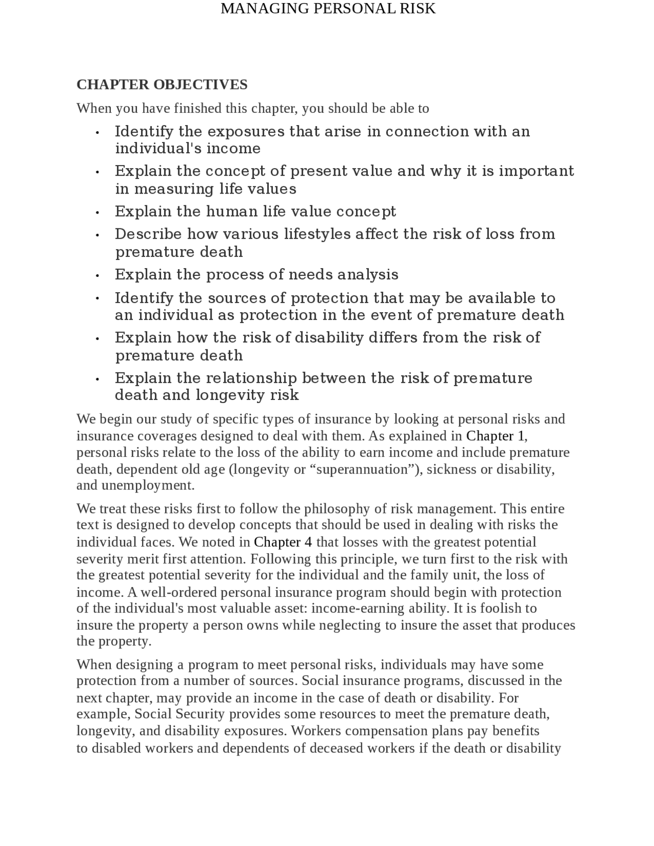 Managing personal risk - Docsity